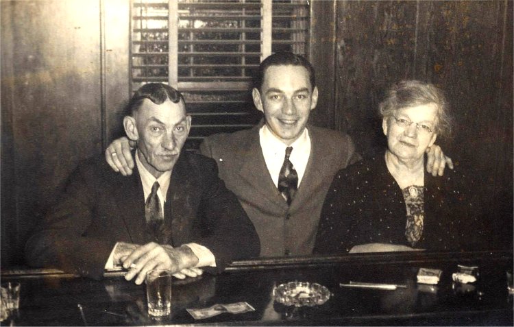 Paw, Pete and Maw at Pleasant Valley Inn Party - Approx. 1946
